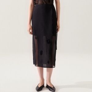 Silk Laundry silk feather Wrap midlength skirt